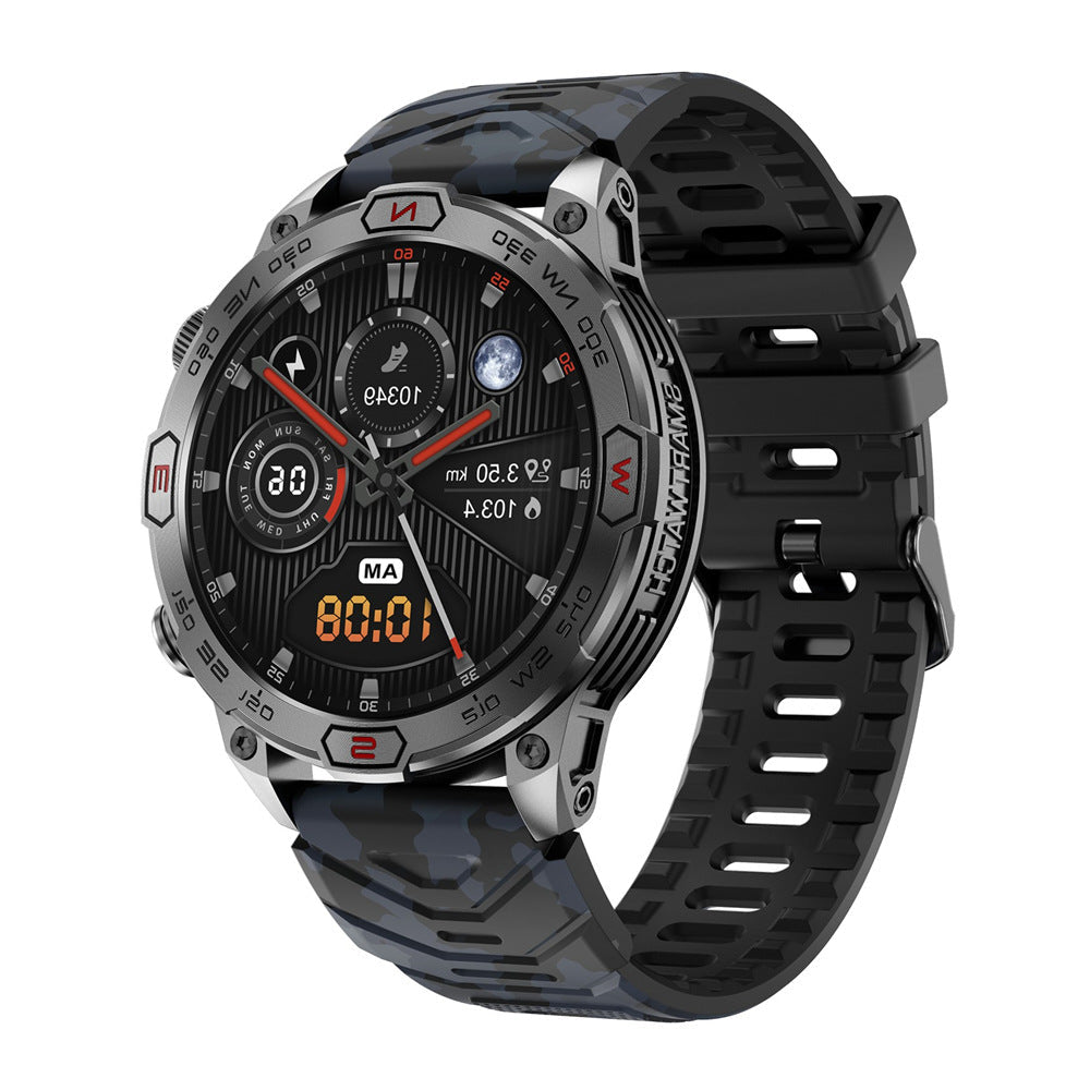 Smartwatch with black strap on a white background